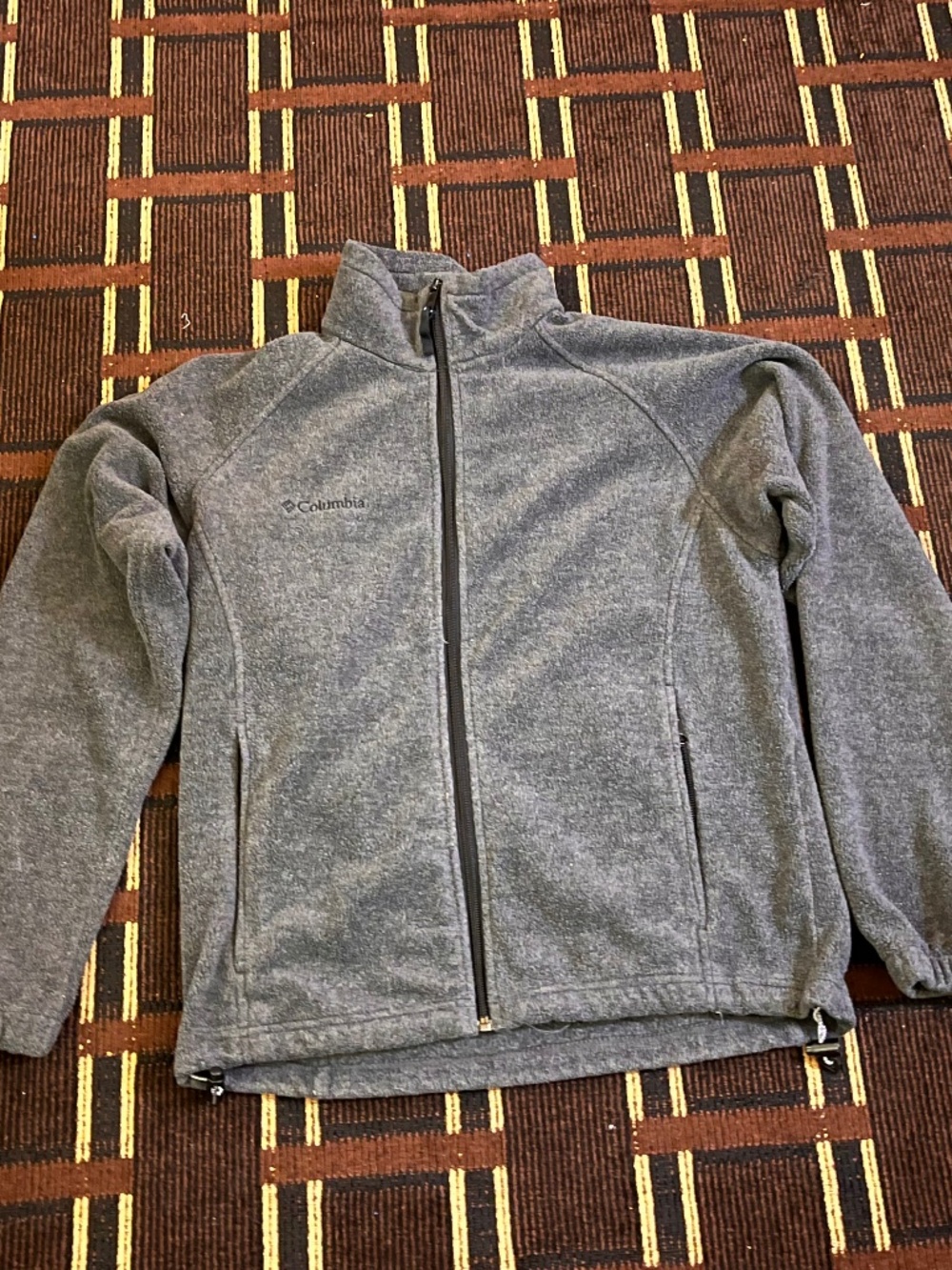 Women’s Columbia Fleece Jacket Full Zip Gray Pockets Winter (351)